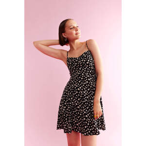 DEFACTO A Line V-Neck Printed Mini Short Sleeve Woven Dress