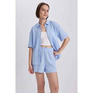 DEFACTO Oversize Fit Shirt Collar Muslin Short Sleeve Shirt