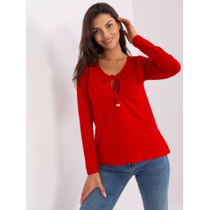 RUE PARIS red basic blouse with long sleeves