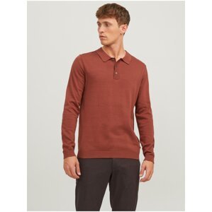 Brick Mens Long Sleeve Jersey Polo T-Shirt Jack & Jones - Men