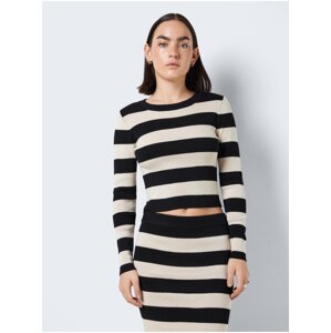 Cream-Black Women's Striped Sweater Sweater Noisy May Jaz - Women