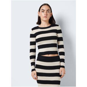 Cream-Black Women's Striped Sweater Sweater Noisy May Jaz - Women