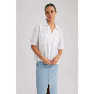 DEFACTO Crop Cotton Short Sleeve Shirt