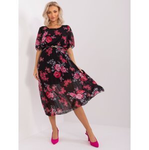 Black floral dress with short sleeves