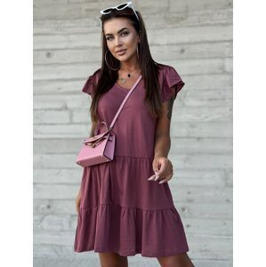Plum dress with short sleeves and frills by MAYFLIES
