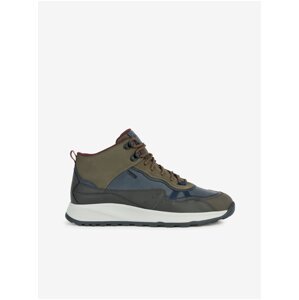 Khaki Mens Ankle Sneakers with Suede Details Geox Terrestre - Men