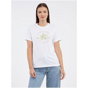 White Women's T-Shirt Converse Chuck Taylor Floral - Women