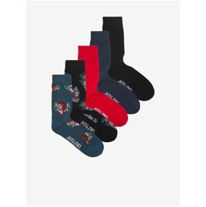 Jack & Jones Set of five pairs of men's socks in black, red and blue Jack - Men's