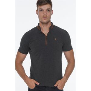 T8571 DEWBERRY ZIPPER MEN'S T-SHIRT-DARK ANTHRACITE