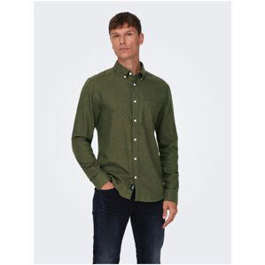 Dark green men's shirt ONLY & SONS Gudmund - Men