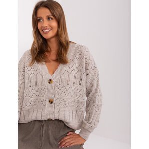 Beige openwork cardigan with buttons