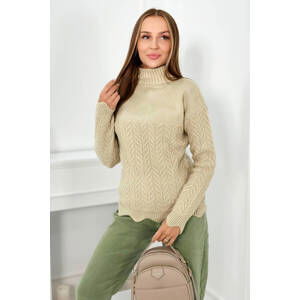 Sweater with decorative ruffle in beige color