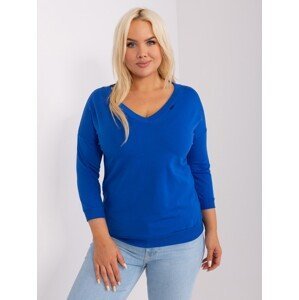 Cobalt blue V-neck blouse plus size