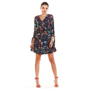 Infinite You Woman's Dress M195 Navy Blue Flowers