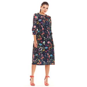 Infinite You Woman's Dress M201 Navy Blue Flowers