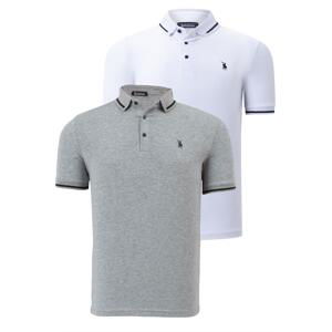 DOUBLE SET T8586 DEWBERRY MEN'S T-SHIRT-WHITE-GREY