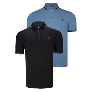 DOUBLE SET T8586 DEWBERRY MEN'S T-SHIRT-BLACK-INDIGO