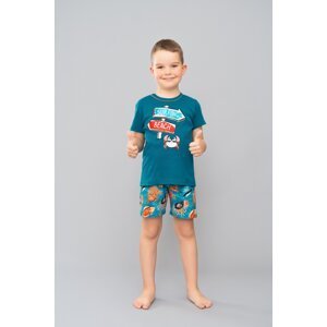 Boys' pyjamas Crab, short sleeves, shorts - teal/print