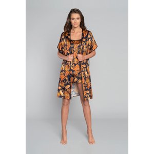 Women's Monstera bathrobe with short sleeves - print