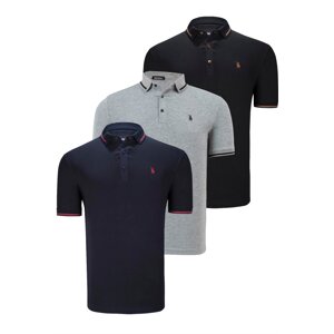 TRIPLE SET T8586 DEWBERRY MEN'S T-SHIRT-BLACK-NAVY-GREY