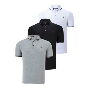 TRIPLE SET T8586 DEWBERRY MEN'S T-SHIRT-BLACK-WHITE-GREY