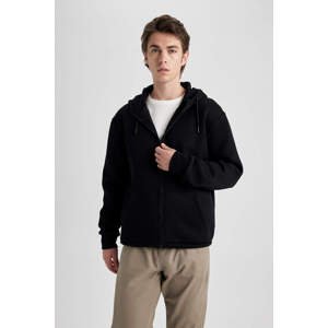 DEFACTO Regular Fit Hooded Soft Hairy Inside Cardigan