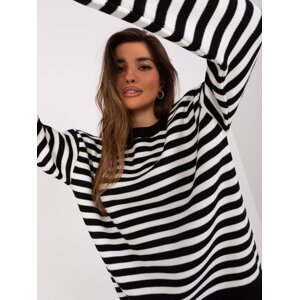 Black and ecru striped oversize sweater