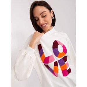 Ecru women's hoodless sweatshirt made of cotton