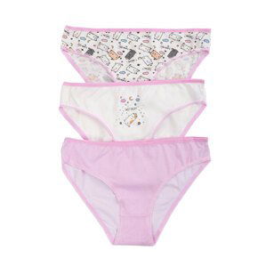 White and pink women's printed panties, 3-pack