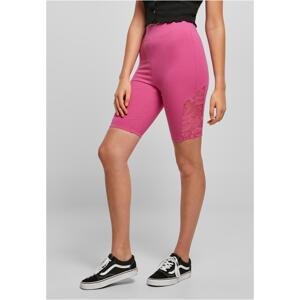 Women's high-waisted cycling shorts with lace insert light purple