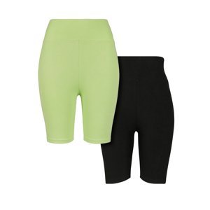 Women's Cycling High Waist Shorts 2-Pack Electric Lime/Black