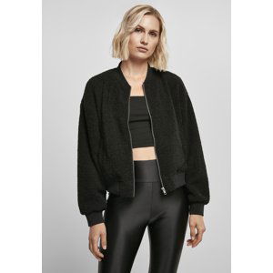 Women's Oversized Jacket Sherpa Bomber Jacket Black