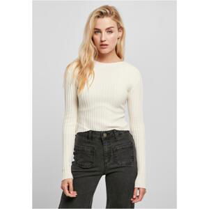 Women's sweater with short rib knit on the back with white sand