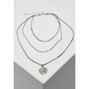 Silver necklace with layering amulets