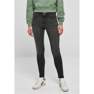 Women's skinny mid-waisted jeans - black