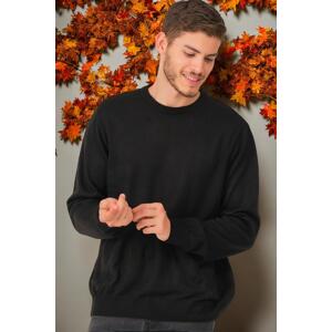 V0091 DEWBERRY MEN'S OVERSIZE SWEATER-PLAIN BLACK