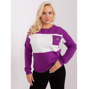 Purple and ecru women's plus size blouse with patch