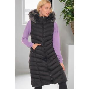 Z6684 DEWBERRY WOMEN'S VEST-LIGHT BLACK