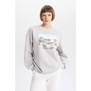 DEFACTO Oversize Fit Crew Neck Thick Sweatshirt Fabric Sweatshirt