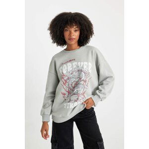 DEFACTO Oversize Fit Printed Long Sleeve Sweatshirt