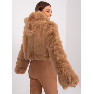 Transitional camel fur jacket with hood