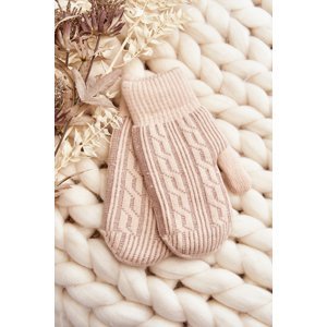Warm women's one-finger gloves, beige