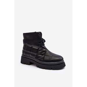 Women's ankle boots with stitching and lacing black Bizzanti