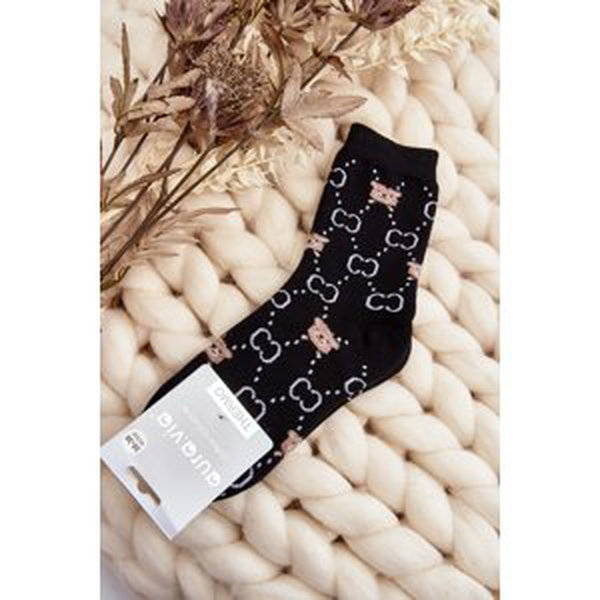 Warm cotton socks with teddy bears, black