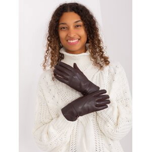 Dark brown winter gloves with eco-leather