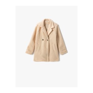 Koton Plush Coat Double Buttoned Pocket