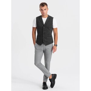Ombre Men's wool blend blazer with checkered lapels - graphite