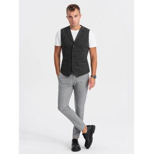 Ombre Men's wool blend blazer with checkered lapels - graphite
