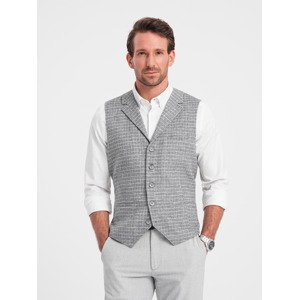 Ombre Men's wool blend blazer with checkered lapels - light grey