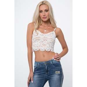 Cream lace top with zipper